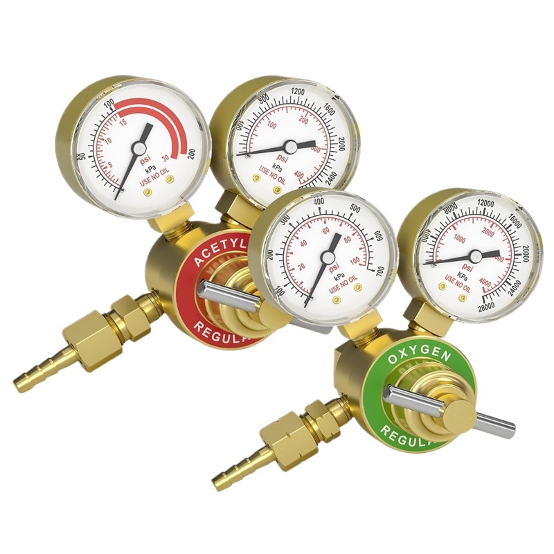 Full Brass Acetylene Pressure Reducer Regulator CGA200 & Oxygen Pressure Reducer Regulator CGA540 for Welding - Image 3