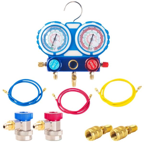 HVAC AC Refrigerant Manifold Gauge Set (R22 R32 R410 R134) with Dual Gauges and Hoses - Изображение 2