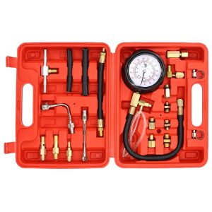 Automotive Fuel Injection Pressure Gauge Set (0-140 PSI / 0-10 Bar) for Car & Motorcycle Fuel System Diagnostic Testing