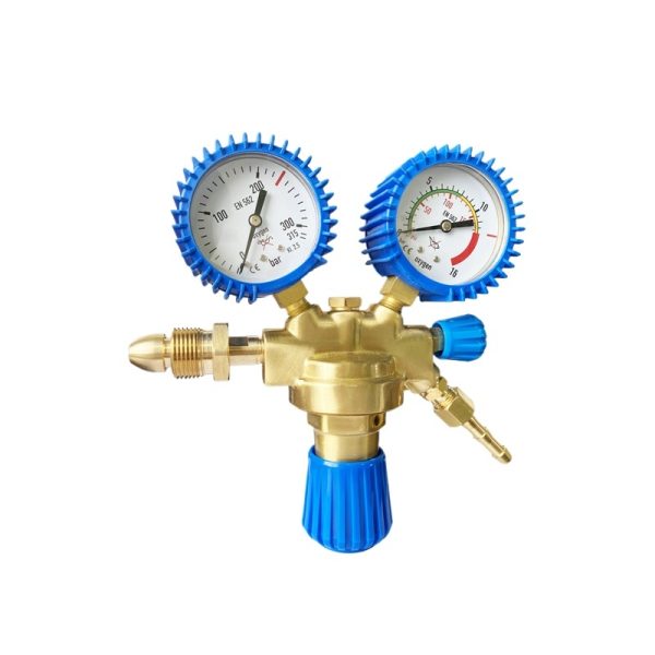 HVAC Oxygen Carbon Dioxide Nitrogen Argon Pressure Reducer Regulator Brass Dual Gauge (0-315 bar / 0-16 bar) for HVAC Systems