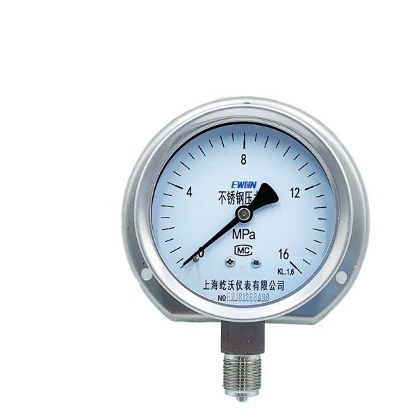 Stainless Steel Pressure Gauge Y100T (Radial with Back Flange, 0-16 MPa, Class 1.6) for Direct Installation