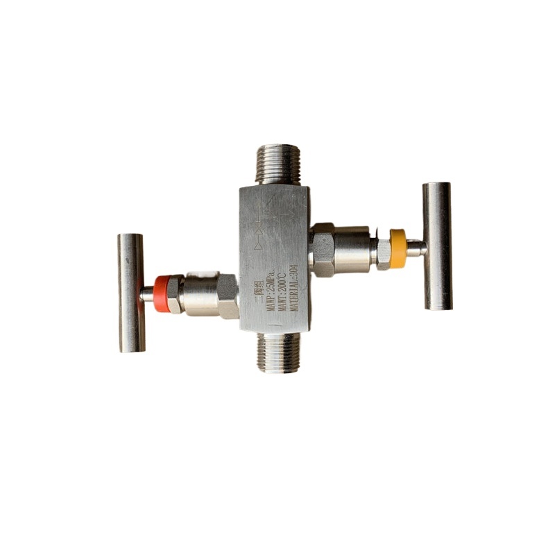 Two-Valve Manifold with Handles MAWP 25MPa MAWT 200°C Material 304 Stainless Steel for Pressure Transmitter EF-3 - Image 2