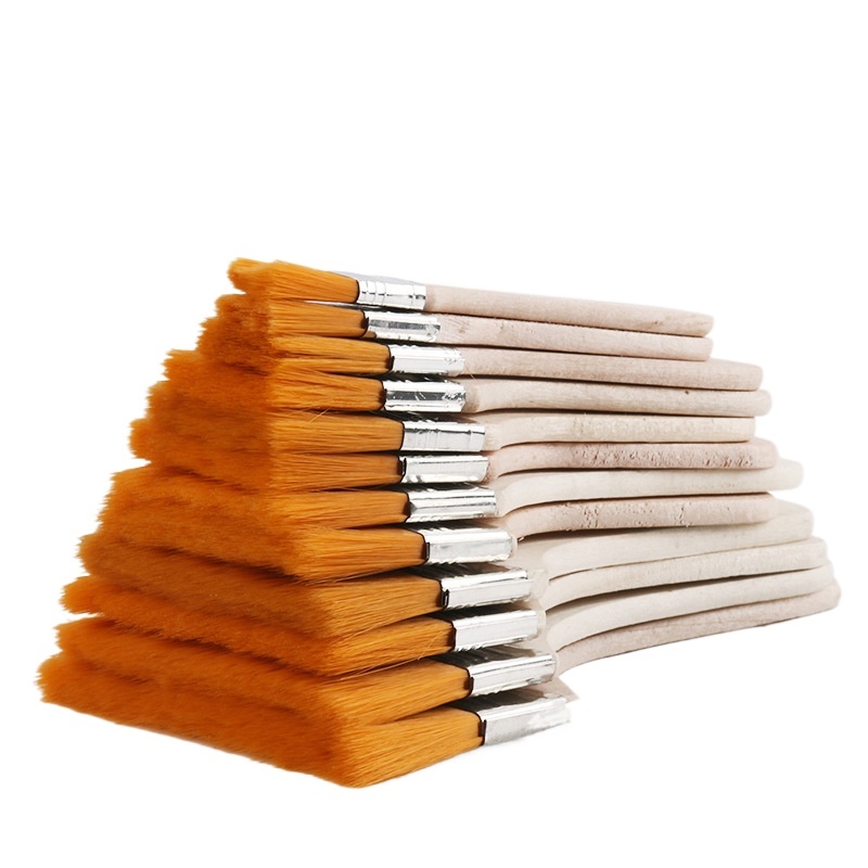 Nylon Paint Brush Set (2-12mm, Brown, Wood Handle) for Industrial Oil Painting Cleaning & Dust Removal - Image 2