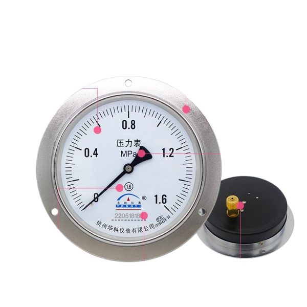Hongke Yongyi Y150ZT Axial Flanged Pressure Gauge HVAC Component for Water/Liquid/Oil/Gas Systems, Replaces 220518188 - 이미지 3