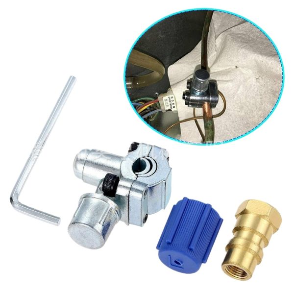 R134A Refrigerant Bottle Opener Valve Tool Kit with 1/4" SAE Connection for Car AC Systems