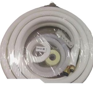 Pure Copper Air Conditioner Refrigeration Pipe with White Insulation Sleeve Kit (1/4" + 1/2" OD, 3M Length) for Universal AC Systems