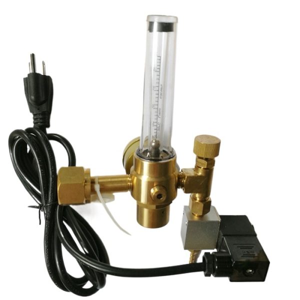 Full Brass American CO2 Pressure Reducer Regulator Valve with Solenoid for Plant Grow Room - Gambar 3