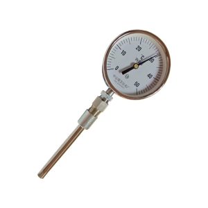 Radial Bimetal Thermometer with Weld Base WSS-411 (100mm Diameter, 0-50°C, L100mm Probe) for Industrial Temperature Measurement