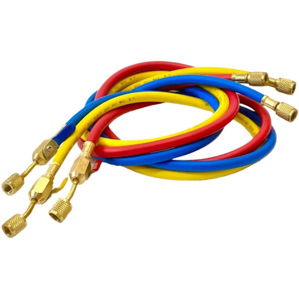 HVAC Refrigerant Charging Hose Kit (R-410a, R-134a, R-22) 800PSI Working Pressure, 4000PSI Burst Pressure, 36inch/60inch/72inch Lengths with Ball Valves for AC Manifold Gauge - Imej 3