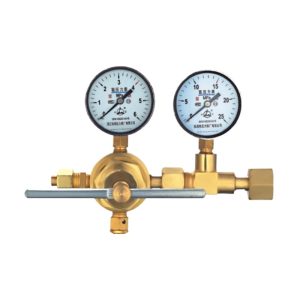 High Pressure Reducer YQD-370 Oxygen Nitrogen Hydrogen Gas Regulator with 0-6MPa / 0-25MPa Gauges (Brass Construction)