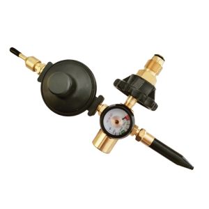 Full Copper Handwheel Pressure Gauge Gas Inflator Regulator for Helium Balloon, Dual Stage, 2.5-25 MPa Input, 1.25 MPa Output