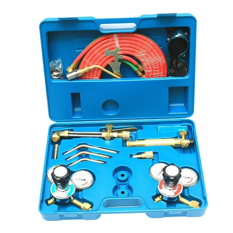 Portable Oxy-Acetylene Welding Cutting Torch Kit with Gauges American Style for Industrial Use - Image 2