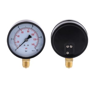 Radial Pressure Gauge 2.5 Inch Black Iron Case Copper Connector 0-10bar/psi (KI 1.6) for HVAC Systems