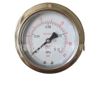 Axial Oxygen Pressure Gauge (YO100BFZT, 100mm, 0-0.16Mpa, Stainless Steel 304, No Oil) for Oxygen Cylinders