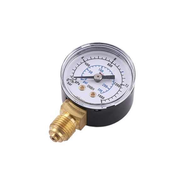 Analog Pressure Gauge 50mm Black Iron Case Brass Connector Oxygen Pressure Meter Radial Connection 0-16bar/psi for HVAC Systems - Gambar 3