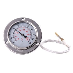 Stainless Steel Flange Industrial Thermometer 100mm Axial Total Steel with Capillary Tube for HVAC Systems