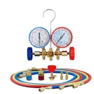 Automotive AC Refrigerant Manifold Gauge Set (R22 R410 R404A R134a Compatible) for HVAC System Recharge & Diagnostic, Replaces Standard AC Gauges