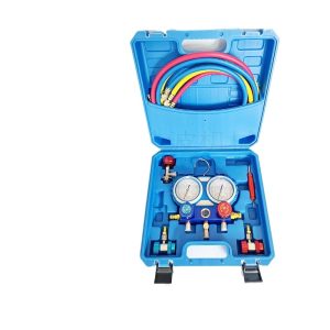 R134a Manifold Gauge Set Dual Core with Metal Handles & Anti-Vibration Protector for Car A/C Refrigerant Charging