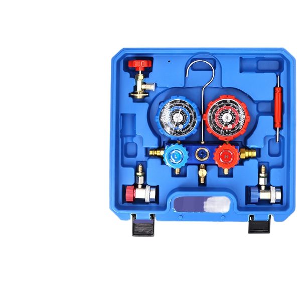 Automotive AC Manifold Gauge Set R134a Refrigerant Pressure Dual Gauge Kit with Hoses for Car HVAC System