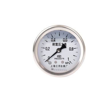 Axial Shock-Resistant Pressure Gauge YN60/ZL (0 to 1 MPa) with Stainless Steel Housing for HVAC Systems