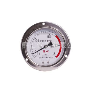 Heavy Duty 100mm Vacuum Pressure Gauge (Guan Shan YN100BFZT, -0.1 to 0 MPa) for HVAC Systems