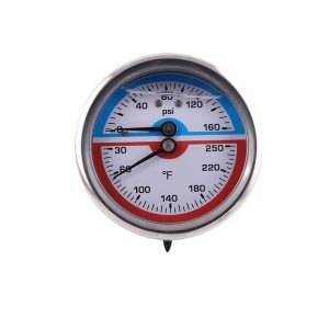 OHKAT Thermometer Pressure Gauge 63mm Axial Oil-Filled Gauge 0-160psi 30-250°F with Stainless Steel Casing for HVAC Systems