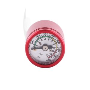 Red Plated 25mm Axial Pressure Gauge with Overpressure Protection (0-11bar/psi, 40bar Overpressure) for HVAC Systems