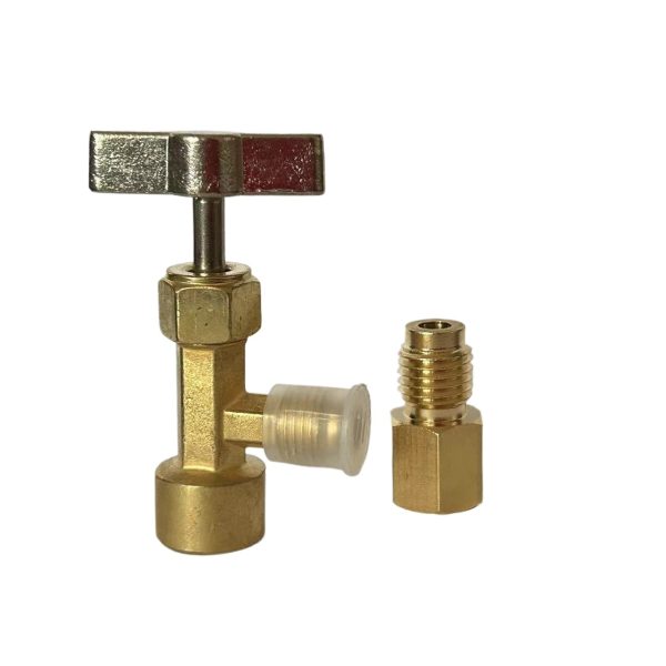 R134a Refrigerant Can Tap Valve with 1/2'' ACME to 1/4'' SAE Adapter for Automotive AC Systems - Imej 3