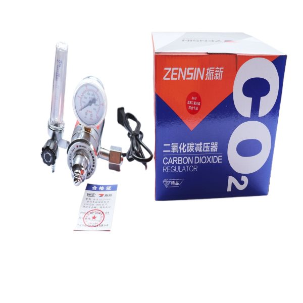 ZENSIN YQT-341 Heated CO2 Pressure Reducer Regulator (0-2.5MPa) for Mixed Gas MIG Welding, Zinc Alloy, PC Tube - Imej 2