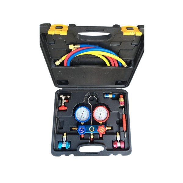 Automotive & HVAC Refrigeration Manifold Gauge Set with Dual Gauges and Hoses, 1/8NPT, 70mm for AC Charging and Diagnostics
