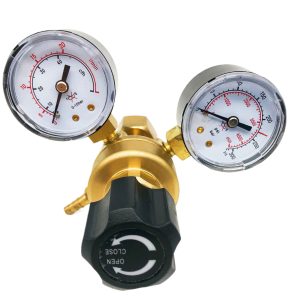 Durable Brass CO2 Regulator with Dual Gauges (0-10bar, 0-4500psi) for CGA320 Valve, Gas Flow Meter 0-25 l/min with Adjustable Pressure Output for Weliding HVAC Systems