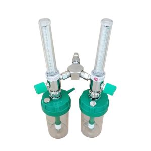 Dual Oxygen Flowmeter with Humidifier Bottle and Conversion Joint - 0-15 L/min for Anesthesia Equipment, Replaces ATOR-1