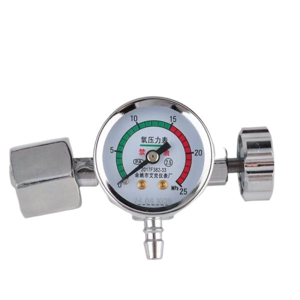 Medical Oxygen Cylinder Pressure Gauge 4L Dual Meter Valve 0-25 MPa for Oxygen Inhaler - Imej 3