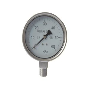 ZYB Stainless Steel Pressure Gauge (0-60 KPa, Axial M20*1.5, Y100) for Low Pressure Systems
