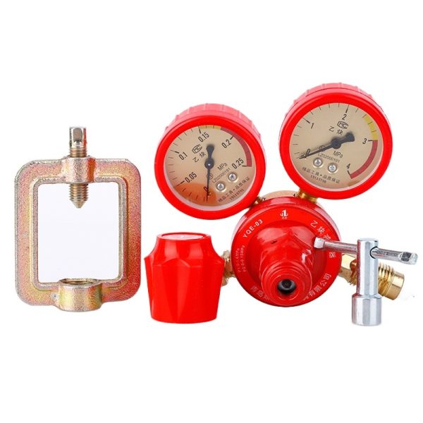 Flat Bottom Acetylene Pressure Reducer Regulator Gauge (0-2.5 MPa, 0.25 MPa Outlet) for Welding and Cutting Systems, Replaces YQE-03 - Image 2