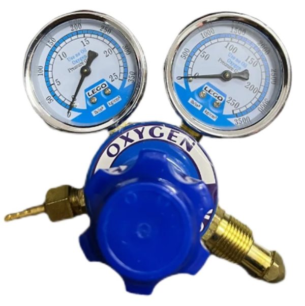 Adjustable Oxygen Pressure Regulator with Dual Gauges (0-3500 PSI) for Welding & Cutting Systems, Replaces LEGO WQ-001 Regulators