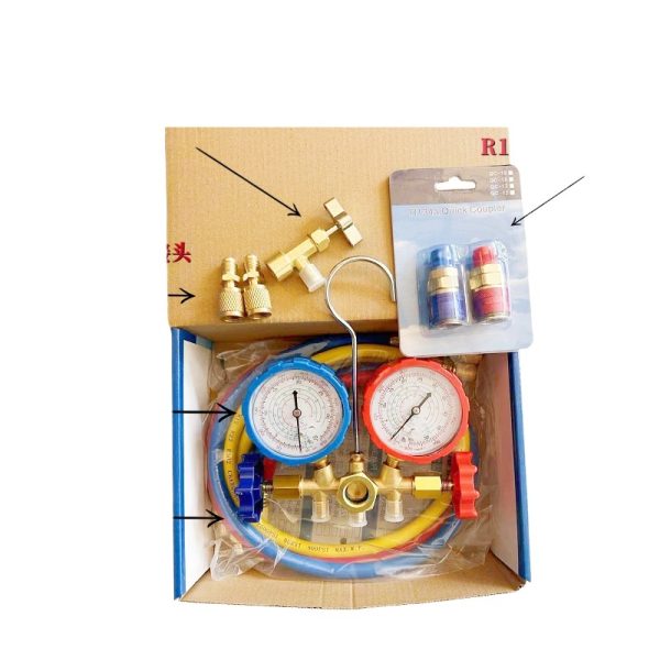 Automotive AC Refrigerant Manifold Gauge Set (R134a, R22, R410, R404 Compatible) with Brass Valve Body and Anti-Vibration Gauge - รูปภาพ 3
