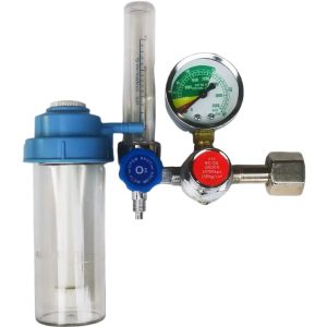Medical Oxygen Inhaler Flow Meter & Pressure Gauge Kit with Humidifier Bottle (0-25 MPa, 1-10 L/min) for Oxygen Cylinders, Ambulance Ready