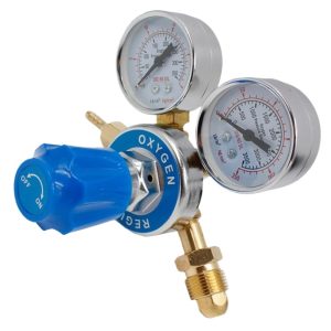 Brass Oxygen Pressure Regulator with Dual Gauges for Welding Cutting, 0-350 Lb/in" Pressure Range