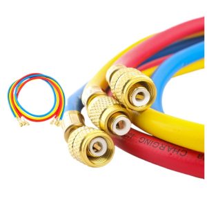 Explosion-Proof High-Pressure Refrigerant Charging Hoses (R134a, R22, R410a, R32) with Brass Connectors, Anodized Treatment for HVAC