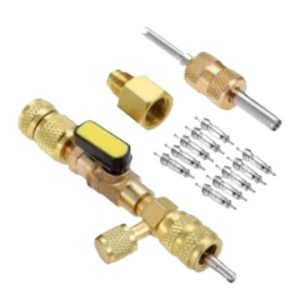 HVAC Brass Valve Core Remover Installer Tool Kit with R410 R22 Adapter for Air Conditioner Refrigeration System