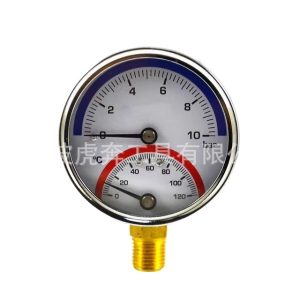 Hydraulic Pressure Temperature Gauge (0-10 Bar, 0-120°C) with 1/4G Connector for Underfloor Heating Manifold Systems