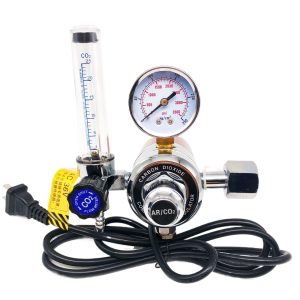Heating CO2 Argon Regulator with Flow Meter (AC 36V) for MIG TIG Welder, 0-25 L/min with Pressure Gauge, All Copper