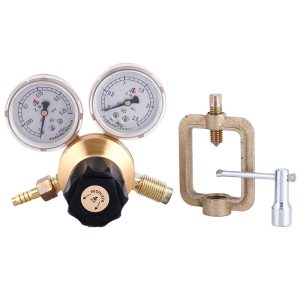 Golden Flat Bottom Acetylene Pressure Reducer YQE-03 (0-2.5 MPa) for Welding & Cutting, Replaces Standard Acetylene Regulators