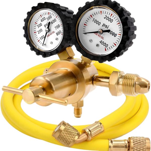 All-Copper High Pressure Nitrogen Regulator CGA580 for HVAC Refrigerant Charging with Dual Gauges - 이미지 3