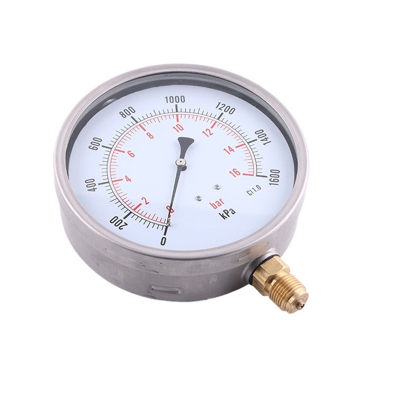 YN100C Radial Pressure Gauge 160mm Matte Stainless Steel Case Copper Joint Dry Oil Filled Meter 0-16bar CI 1.0 accuracy - Image 2