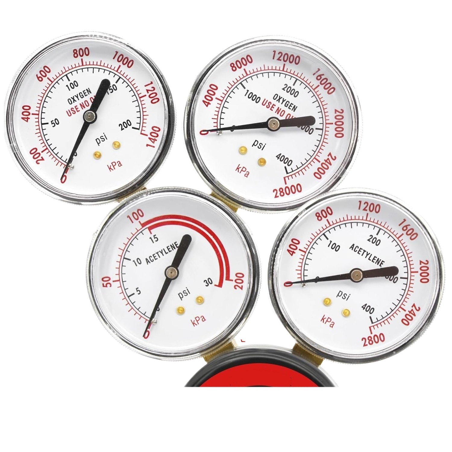Oxygen Acetylene Regulator with CGA540 Inlet and Dual Gauges (0-3500psi/0-25) for Welding Solder Brazing Cutting Applications - Image 3
