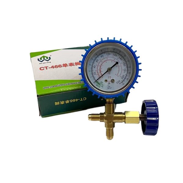 CT-466 Imperial Refrigerant Charging Gauge with 1/4 SAE Port for R-22 and R-134a Systems, Durable All-Copper Valve