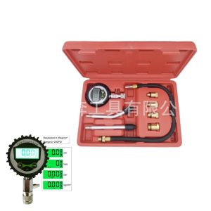 Professional Digital Cylinder Pressure Gauge Tester Kit (0-200 PSI, 10*1, 12x1.25, 14x1.5, 18x1.5) for Automotive Engine Diagnostics