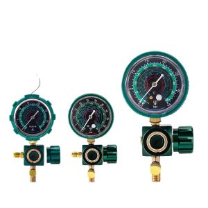 Manifold Gauge Set R32 R22 R410a R404 R407c R-Gauge with Visible Liquid Window Pure Copper Interface -1 to 35bar / -1 to 55bar Pressure Range HVAC Refrigeration Tool